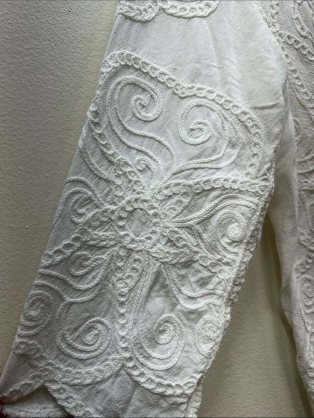 Chico's White Embroidered Scoop-Neck Blouse - Picture 9 of 11